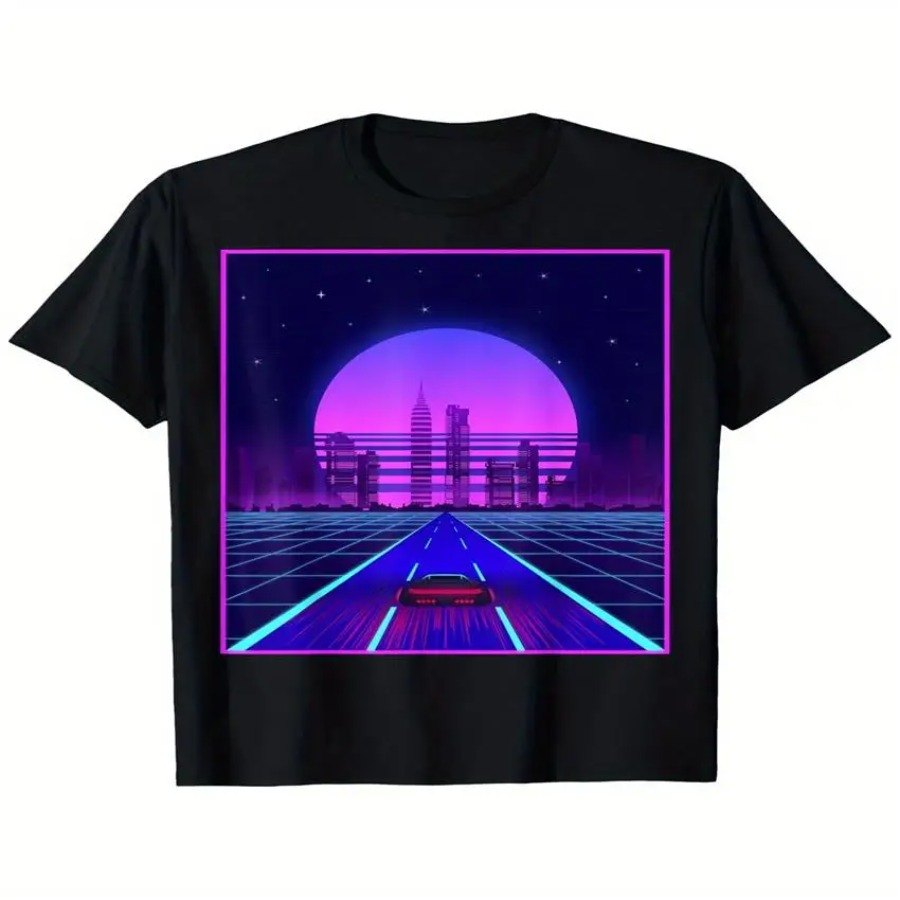 Mens Fashion In The 80S - 【New Arrival】Synthwave Retro Neon City Car