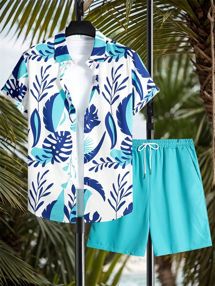 Men'S Fashion Undershirt - Men's Short-sleeved Shirt Set Artistic And