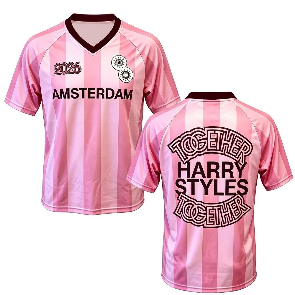Men'S Fashion Pink Shirt - Pink Soccer T-Shirt Harry Styles Inspired
