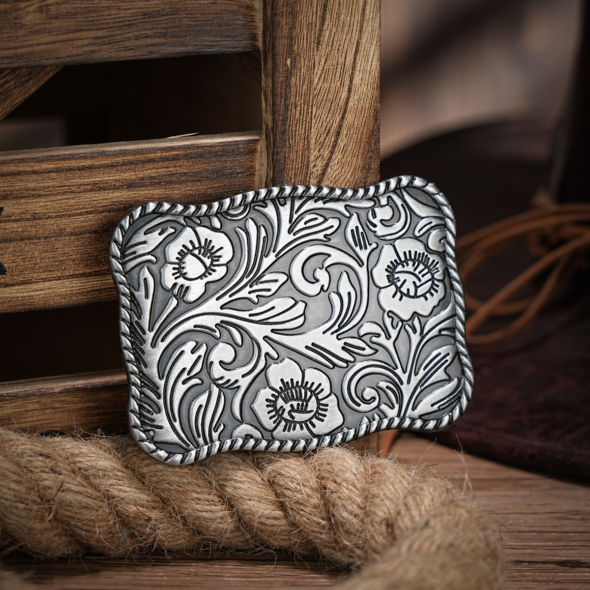 Leather Belt Braided - Western Belt Buckle Initial Vintage-Cowboy Rodeo