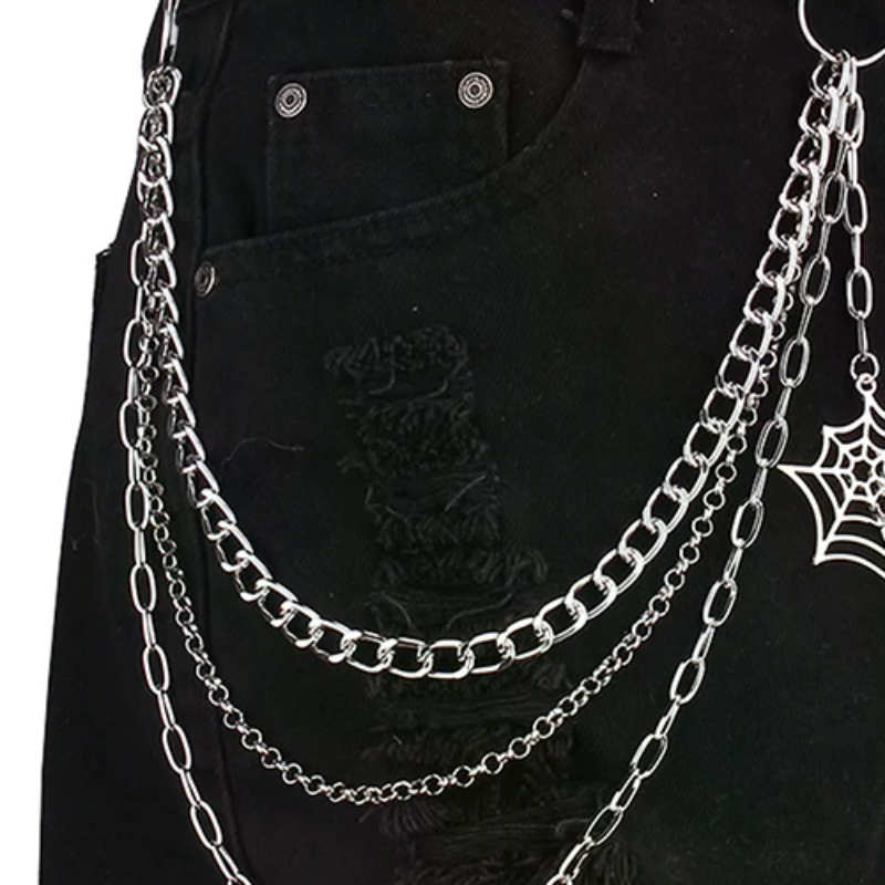 Men'S Fashion Linen Pants - Fashion Punk Metal Pants Chain Hip