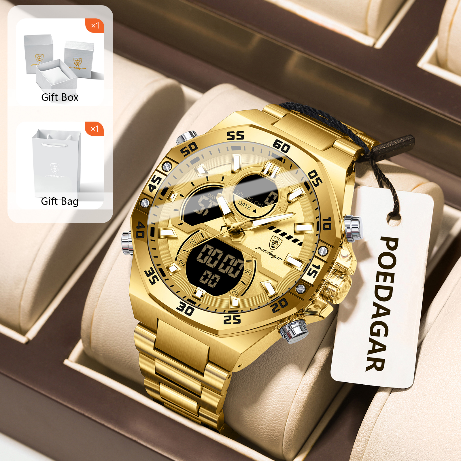 Mens Fashion Bracelet - POEDAGAR Sport Men Watch LED Waterproof