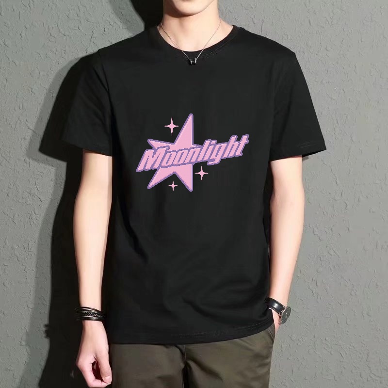 Men'S Fashion Pink Shirt - Men's Black Round-Neck Short-Sleeved T-Shirt with