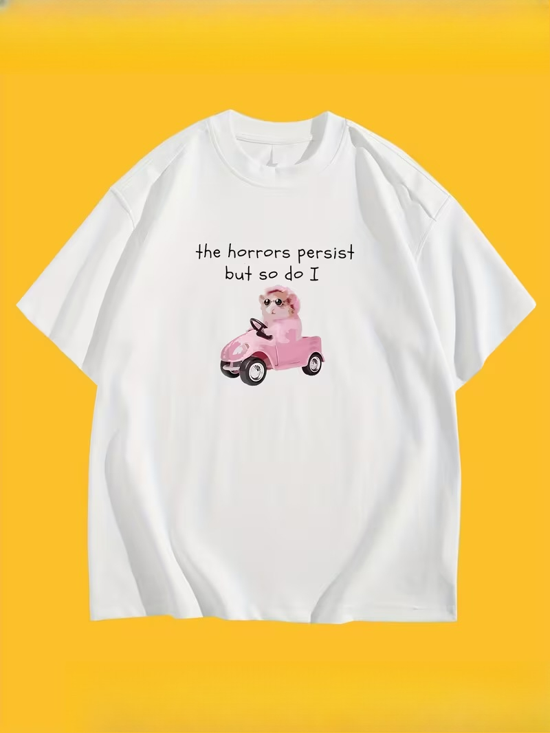 Men'S Fashion Pink Shirt - Pink Driving Rat T-shirt with 