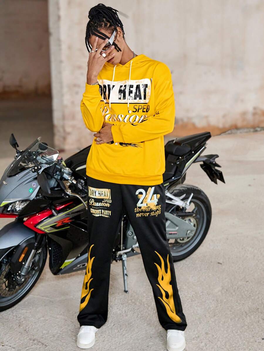 Men Yellow Hoodie And Black Fl - Streetwear Hoodie recensie en prijs