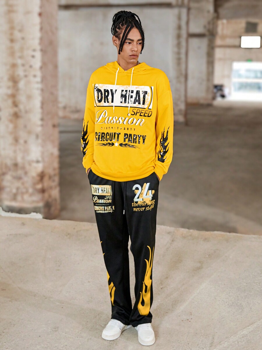 Men Yellow Hoodie And Black Fl - Streetwear Hoodie recensie en prijs