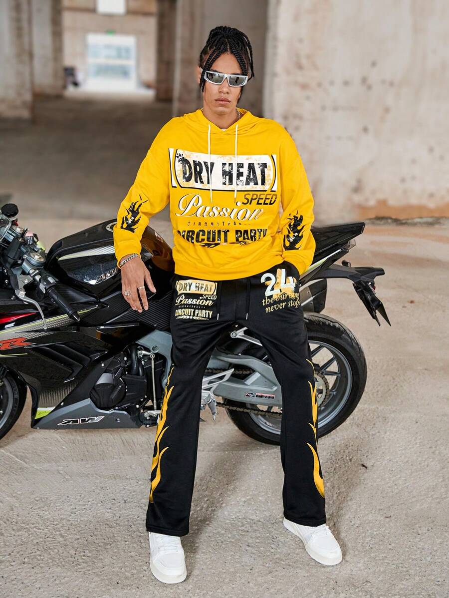Men Yellow Hoodie And Black Fl - Streetwear Hoodie recensie en prijs
