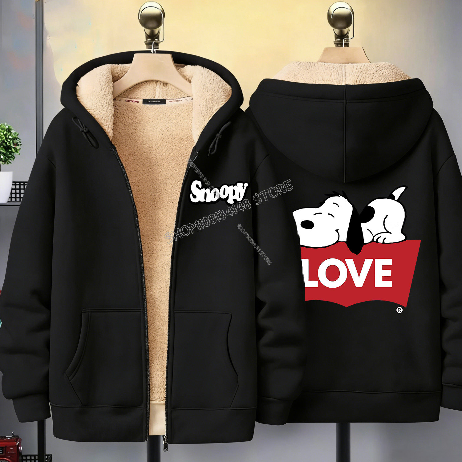 Snoopy Black Zip Hoodie Adult  - Mens Fashion Jumpers recensie en prijs
