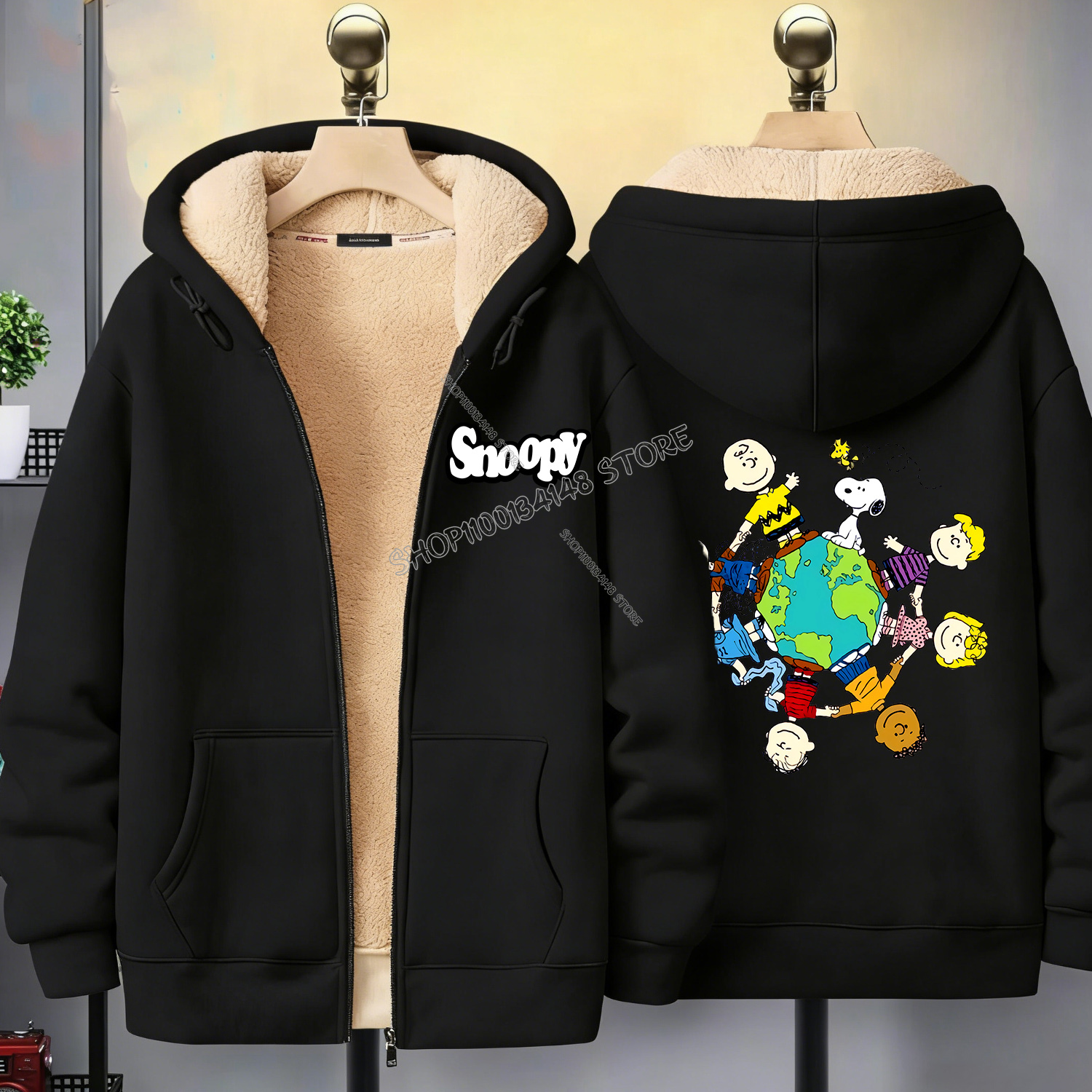 Snoopy Black Zip Hoodie Adult  - Mens Fashion Jumpers recensie en prijs