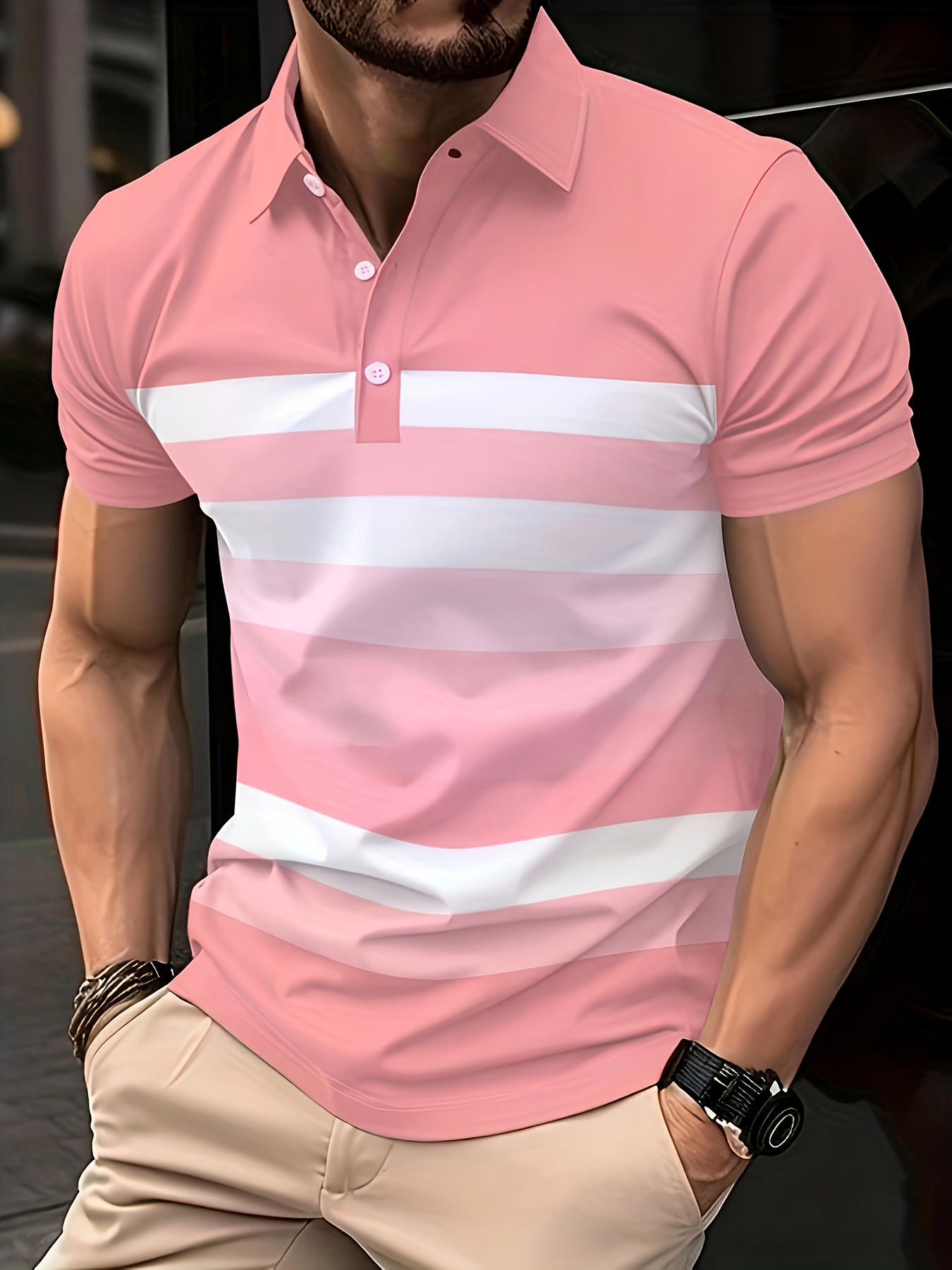 Summer Pink Stripe Printed Men - Men'S Fashion Pink Shirt recensie en prijs