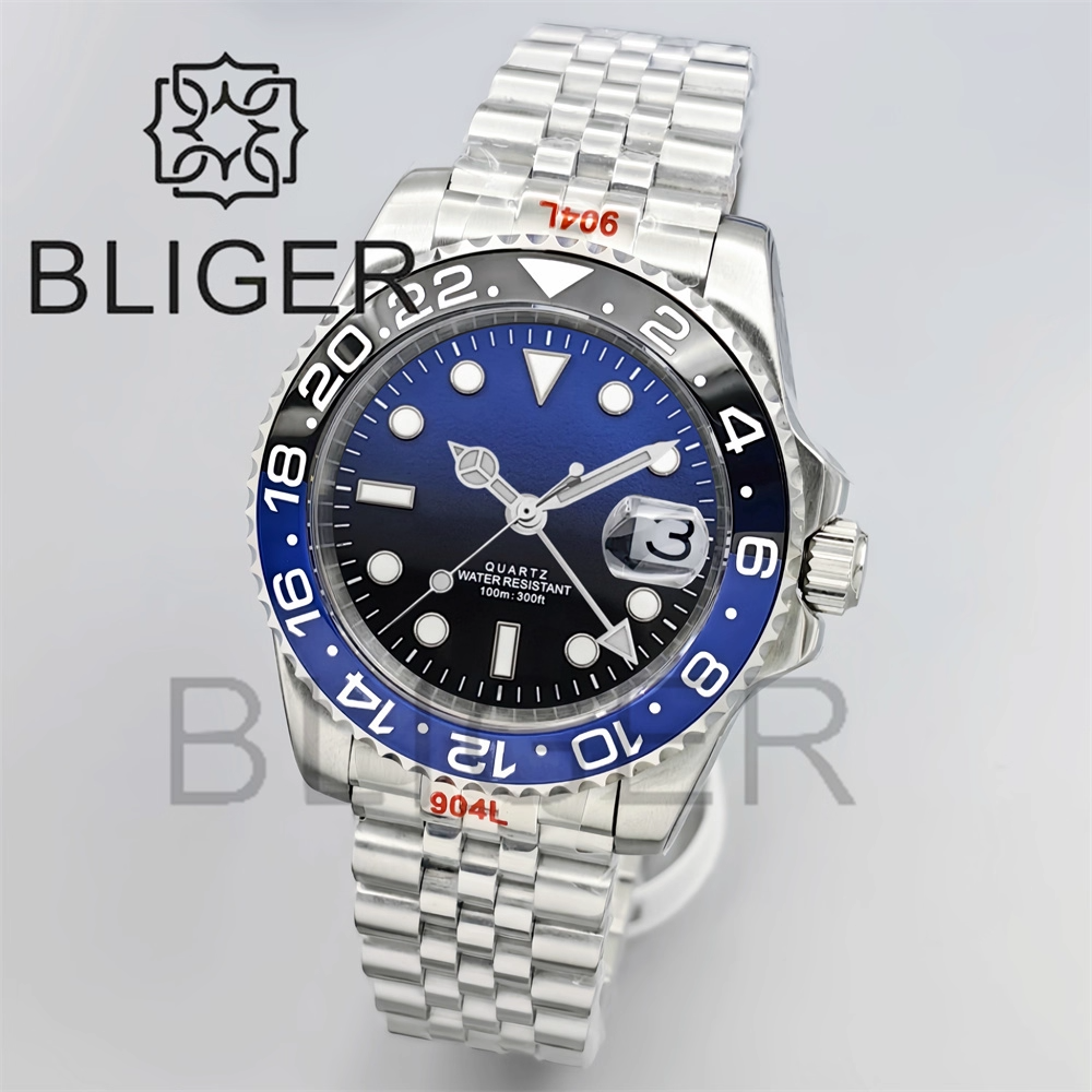 BLIGER 40mm GMT Men's Watches  - Mens Fashion Bracelet recensie en prijs