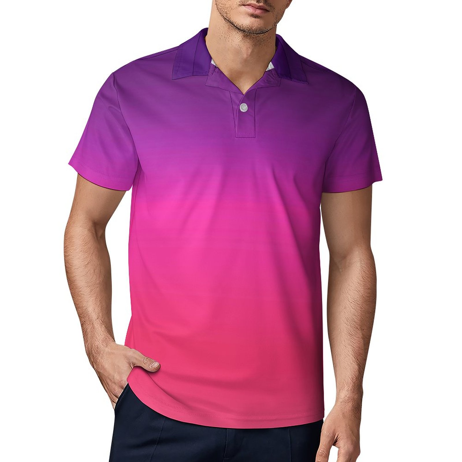 Ombre Abstract Polo Shirt Neon - Men'S Fashion Pink Shirt recensie en prijs