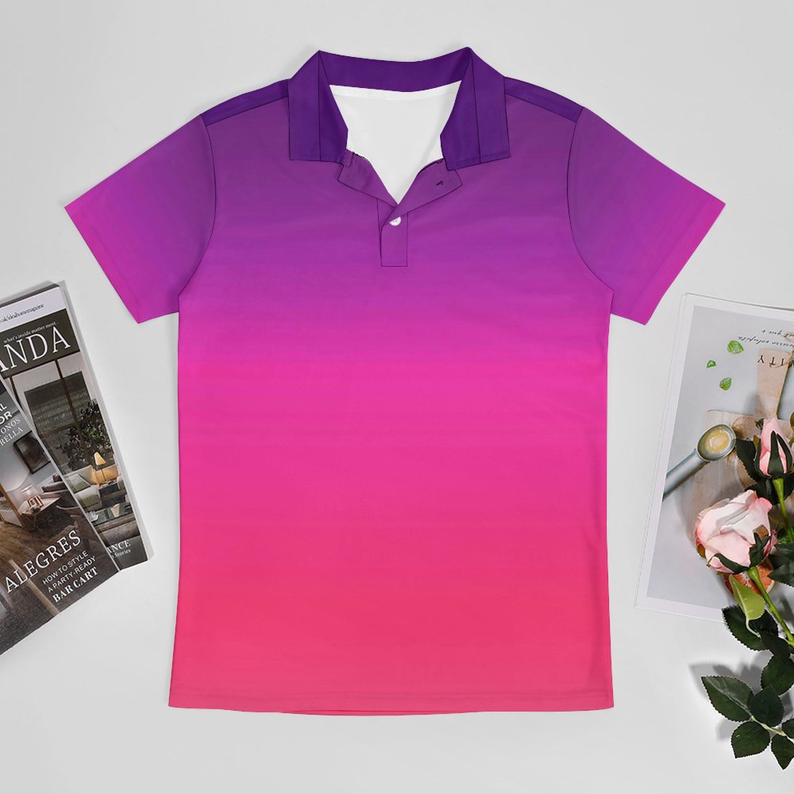 Ombre Abstract Polo Shirt Neon - Men'S Fashion Pink Shirt recensie en prijs