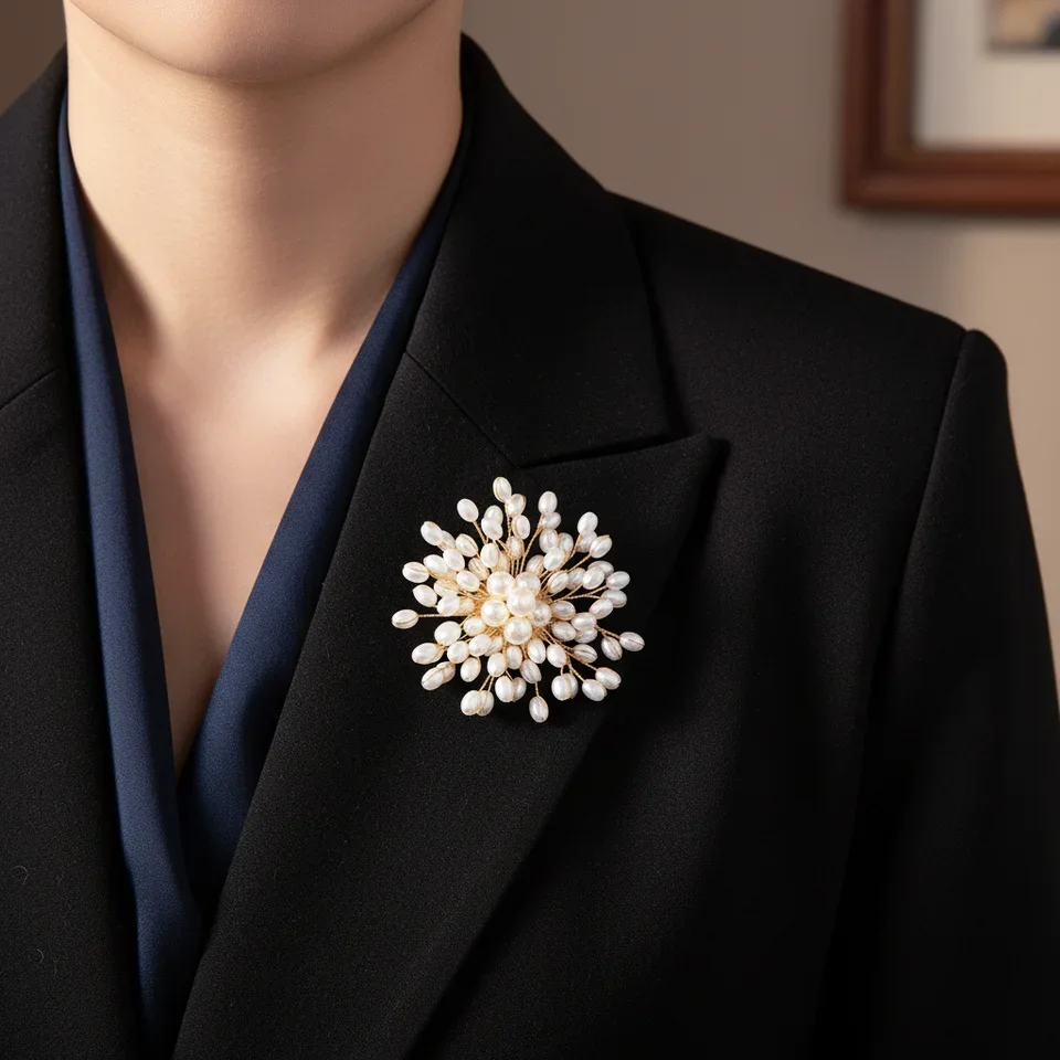 Pearl Woven Flower Brooch For  - Men Fashion Elegant recensie en prijs