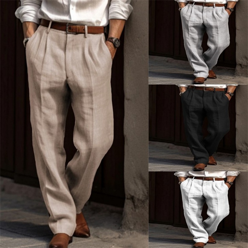 Vintage Solid Color Loose Line - Men'S Fashion Linen Pants recensie en prijs