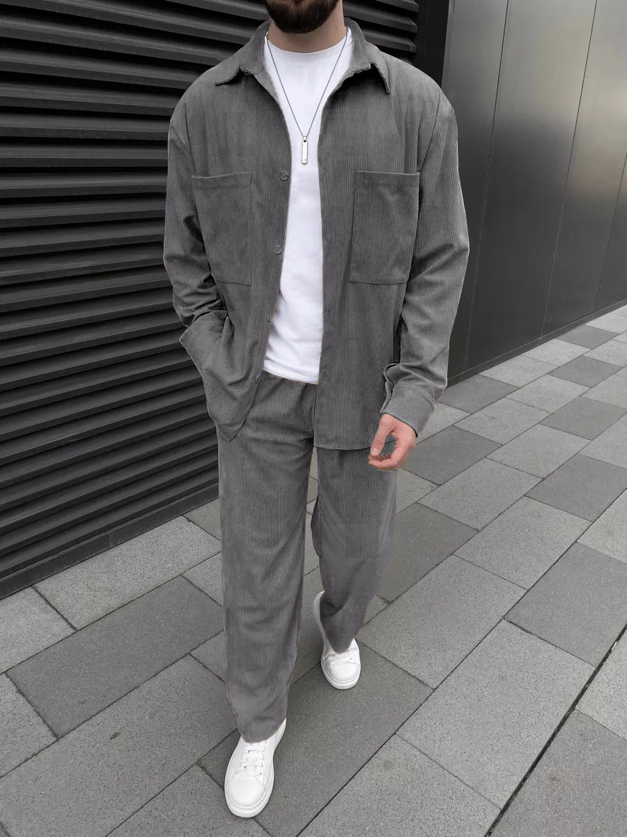 Men's corduroy two-piece outfi - Men'S Fashion Undershirt recensie en prijs