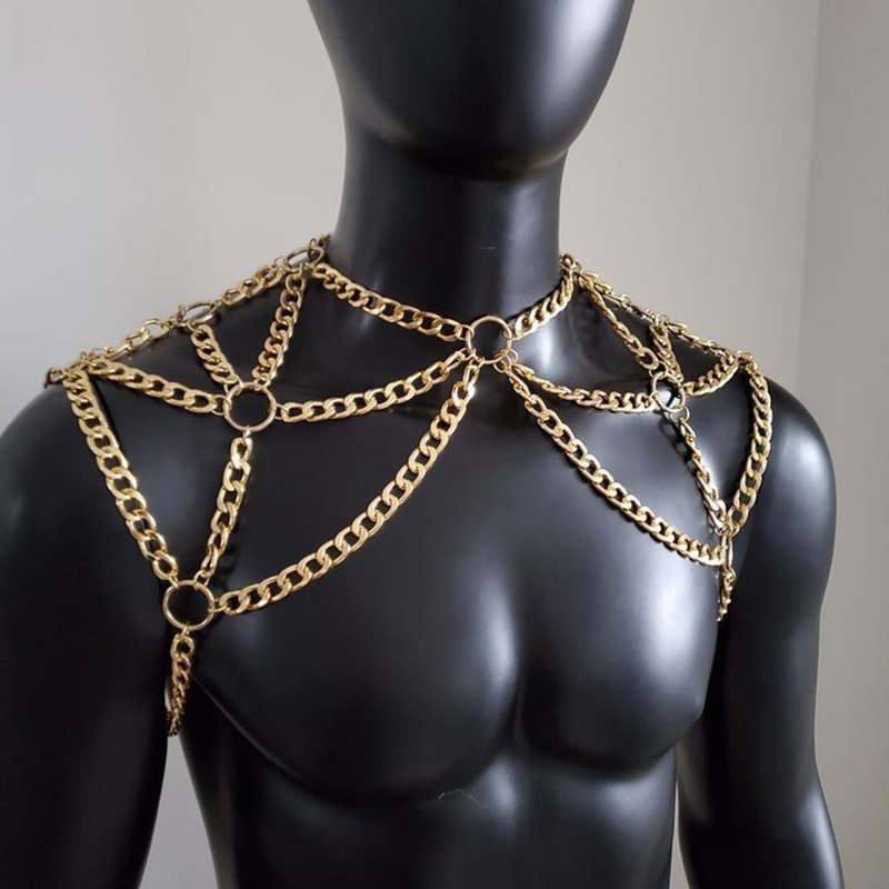 Punk Men Shoulder Body Chain B - Men'S Fashion Gold Chain recensie en prijs